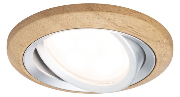 P 92240 LED vestavné svítidlo Lanati spot kruhové 84mm 30° Coin 6W 230V 2700K dub/hliník broušený - PAULMANN