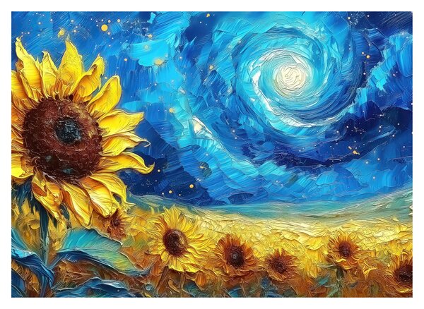 Skleněný obraz - Malba slunečnic (70x50 cm)