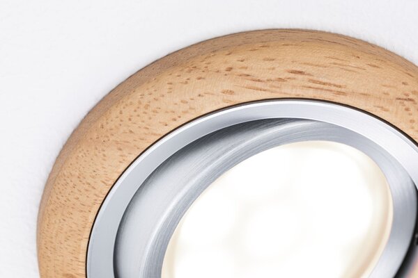 P 92240 LED vestavné svítidlo Lanati spot kruhové 84mm 30° Coin 6W 230V 2700K dub/hliník broušený - PAULMANN