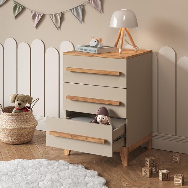 Kredenc Vitalispa Malia Kašmír/Řemeselné 60 x 88 cm se 3 zásuvkami, Model 58345