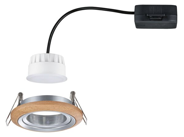 P 92240 LED vestavné svítidlo Lanati spot kruhové 84mm 30° Coin 6W 230V 2700K dub/hliník broušený - PAULMANN