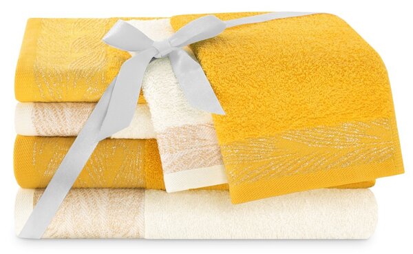 AmeliaHome Sada 6 ks ručníků ALLIUM klasický styl žlutá