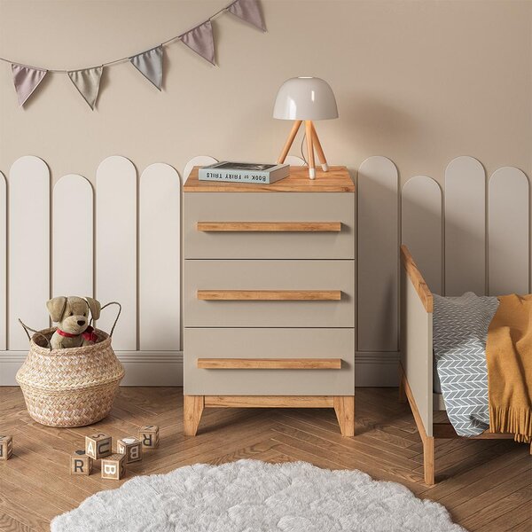 Kredenc Vitalispa Malia Kašmír/Řemeselné 60 x 88 cm se 3 zásuvkami, Model 58345