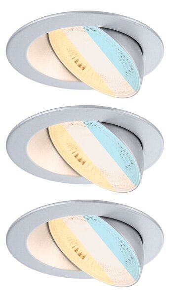 P 92256 LED vestavné svítidlo White Select Aumus 3ks sada kruhové 105mm 90° 3x5W 230V stmívatelné 2700 - 6500K matný chrom - PAULMANN