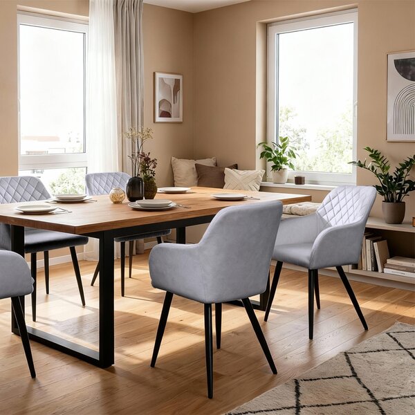 Jídelní židle ALBATROS sada 2 ks SALO, šedá - Moderní a stylová, pohodlná čalouněná židle - Elegantní židle do kuchyně, jídelny nebo jídelního stolu v retro stylu