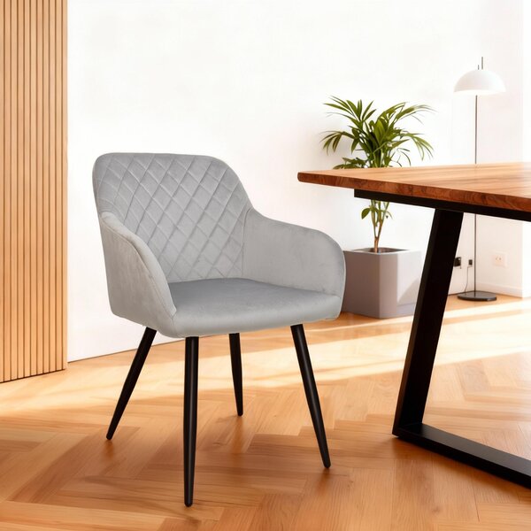 Jídelní židle ALBATROS sada 2 ks SALO, šedá - Moderní a stylová, pohodlná čalouněná židle - Elegantní židle do kuchyně, jídelny nebo jídelního stolu v retro stylu
