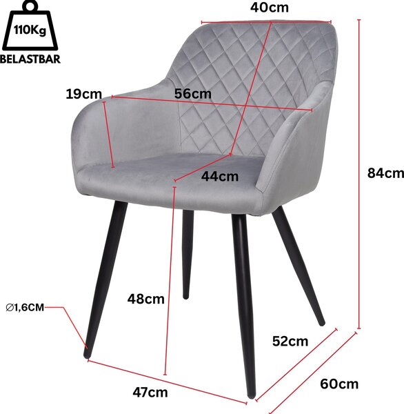 Jídelní židle ALBATROS sada 2 ks SALO, šedá - Moderní a stylová, pohodlná čalouněná židle - Elegantní židle do kuchyně, jídelny nebo jídelního stolu v retro stylu