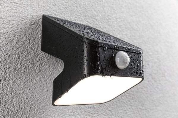 P 94608 Solární LED osvětlení zdí Lesly pohybové čidlo (IR) IP65 hranaté 113x126mm 3000K 5,5W antracit umělá hmota - PAULMANN