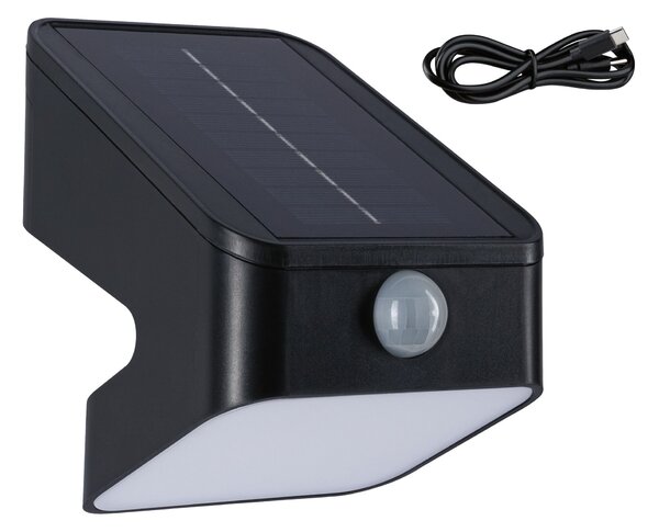 P 94608 Solární LED osvětlení zdí Lesly pohybové čidlo (IR) IP65 hranaté 113x126mm 3000K 5,5W antracit umělá hmota - PAULMANN