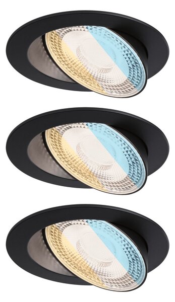P 92258 LED vestavné svítidlo White Select Aumus 3ks sada kruhové 105mm 90° 3x5W 230V stmívatelné 2700 - 6500K černá - PAULMANN