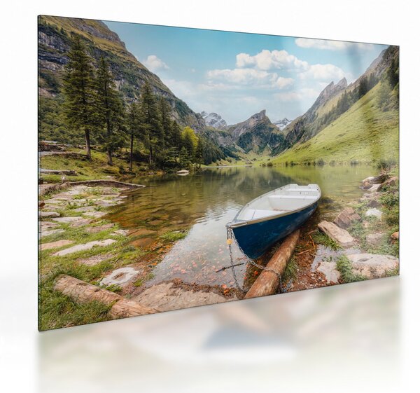 Skleněný obraz - Seealpsee, jezero Švýcarska (70x50 cm)