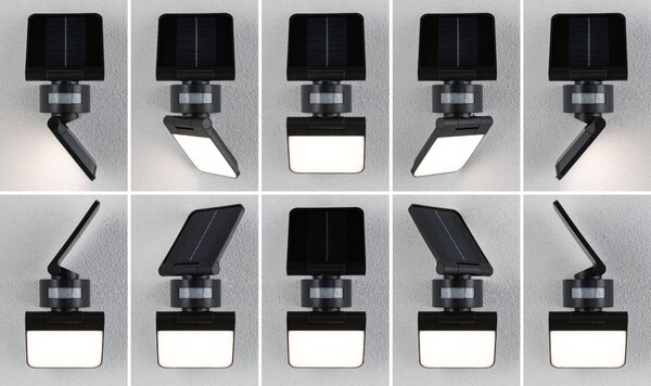 P 94609 Solární LED osvětlení zdí Lesla pohybové čidlo (IR) IP65 hranaté 150x130mm 3000K 12,5W antracit umělá hmota - PAULMANN
