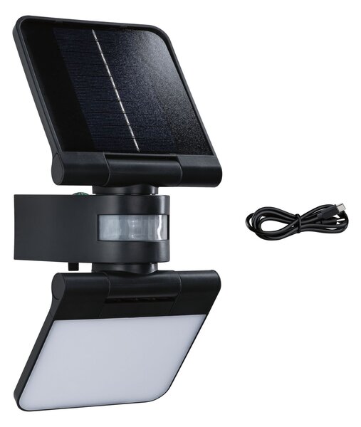 P 94609 Solární LED osvětlení zdí Lesla pohybové čidlo (IR) IP65 hranaté 150x130mm 3000K 12,5W antracit umělá hmota - PAULMANN
