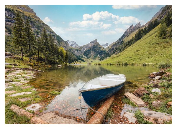 Skleněný obraz - Seealpsee, jezero Švýcarska (70x50 cm)
