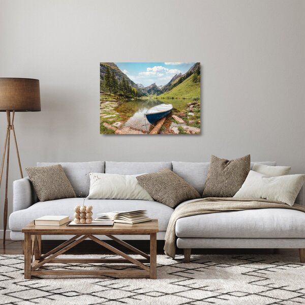 Skleněný obraz - Seealpsee, jezero Švýcarska (70x50 cm)