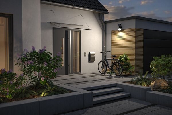 P 94609 Solární LED osvětlení zdí Lesla pohybové čidlo (IR) IP65 hranaté 150x130mm 3000K 12,5W antracit umělá hmota - PAULMANN