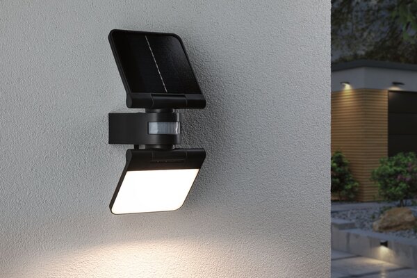 P 94609 Solární LED osvětlení zdí Lesla pohybové čidlo (IR) IP65 hranaté 150x130mm 3000K 12,5W antracit umělá hmota - PAULMANN