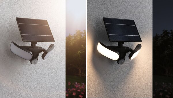 P 94610 Solární LED osvětlení zdí Sonlig pohybové čidlo (IR) IP65 hranaté 286x137mm 3000K 2x9W antracit umělá hmota - PAULMANN