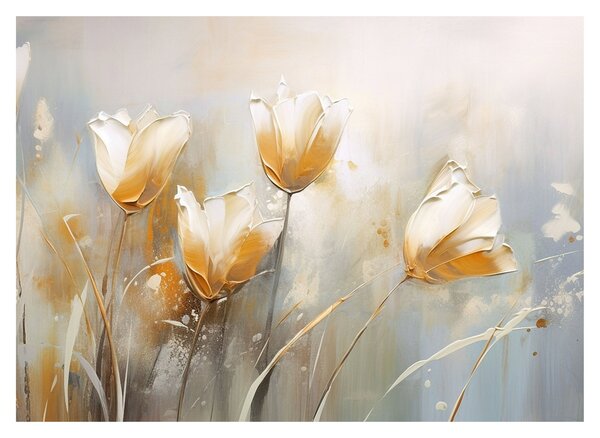 Skleněný obraz - Malba tulipánů (70x50 cm)