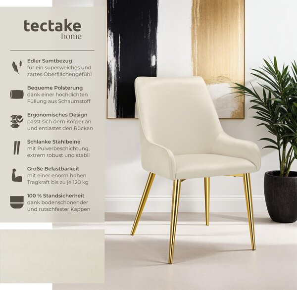 Čalouněná židle tectake® Avane v sametovém vzhledu, čalouněná 52 x 61 x 89 cm