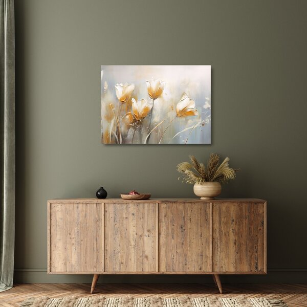 Skleněný obraz - Malba tulipánů (70x50 cm)