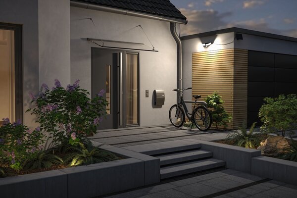 P 94610 Solární LED osvětlení zdí Sonlig pohybové čidlo (IR) IP65 hranaté 286x137mm 3000K 2x9W antracit umělá hmota - PAULMANN