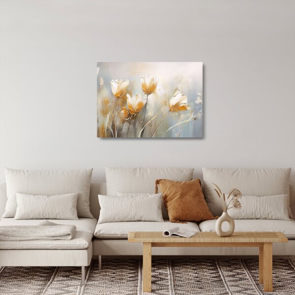 Skleněný obraz - Malba tulipánů (70x50 cm)