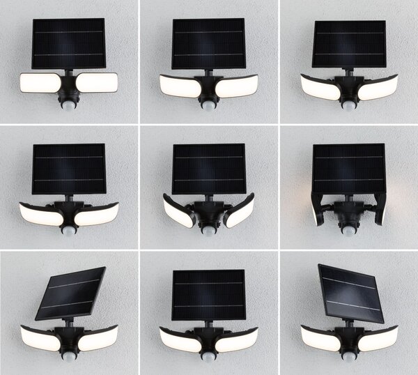 P 94610 Solární LED osvětlení zdí Sonlig pohybové čidlo (IR) IP65 hranaté 286x137mm 3000K 2x9W antracit umělá hmota - PAULMANN
