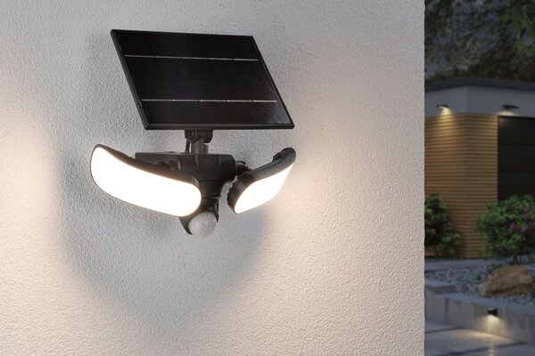 P 94610 Solární LED osvětlení zdí Sonlig pohybové čidlo (IR) IP65 hranaté 286x137mm 3000K 2x9W antracit umělá hmota - PAULMANN