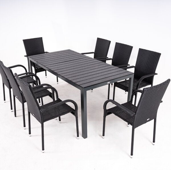 Furnigo Zahradní ratanová sestava Essen 1+8 - černá