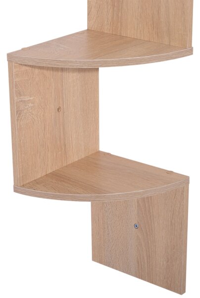 HOMCOM Zigzag Rohová Polička 20 D x 20 Š x 126 V cm 5 Úrovní Světlý Ořech | Aosom
