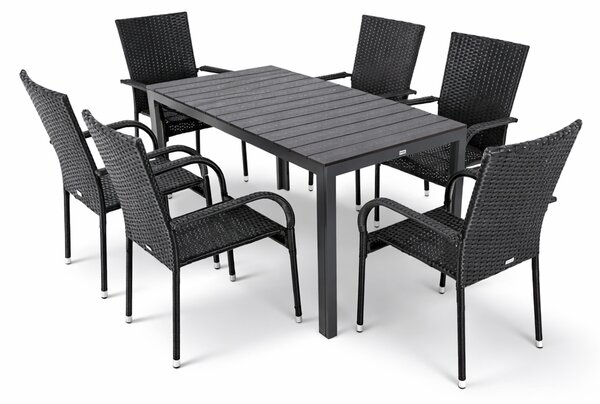 Furnigo Zahradní ratanová sestava Essen 1+6 černá