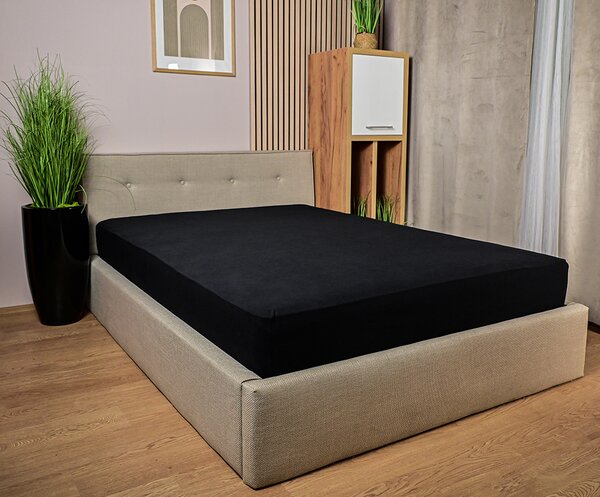 Prostěradlo JERSEY s gumou 80x200 cm ČERNÁ 100% bavlna