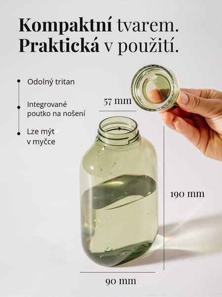 Plochá plastová BPA free lahev z tritanu EQUA Flat Sage 500 ml