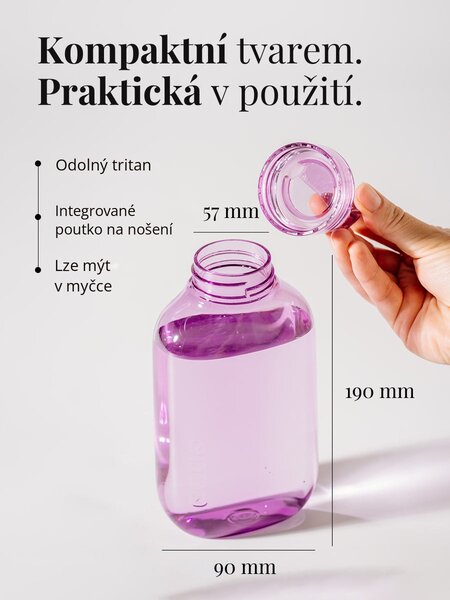 Plochá plastová BPA free lahev z tritanu EQUA Flat Purple 500 ml