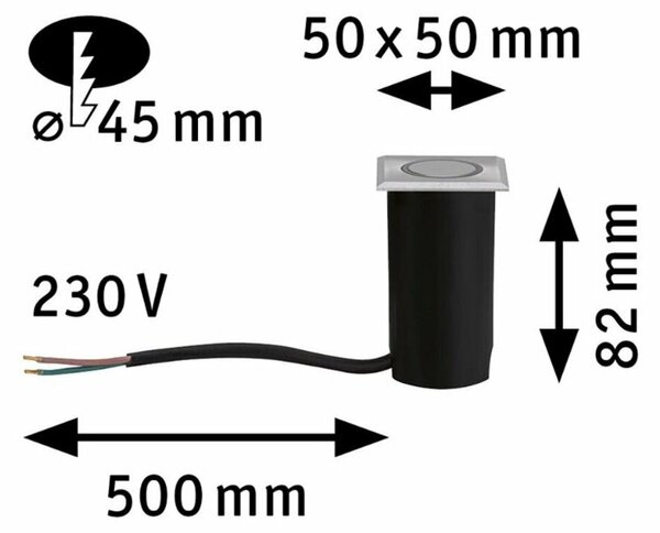 PAULMANN Dům zemní svítidlo IP65 3.000K 2W ocel/umělá hmota 230V 943.64