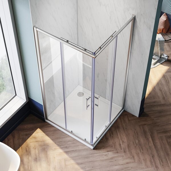 SONNI rohový sprchový kout ŠxHxV: 70x70x185cm rohový vstup dvojité posuvné dveře sprchový kout tvrzené bezpečnostní sklo funkce rychlého uvolnění ochrana proti stříkající vodě