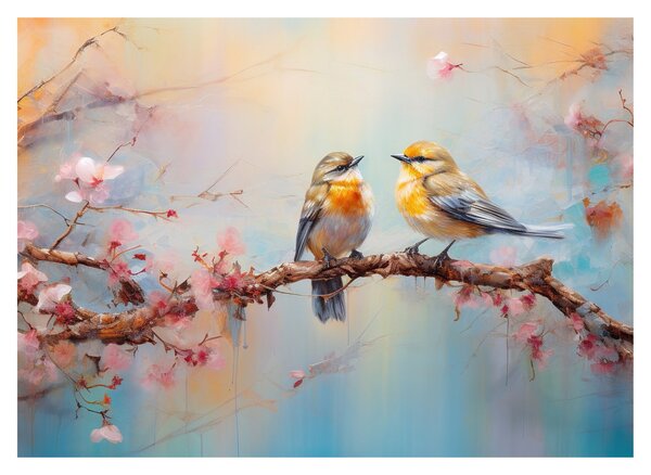 Skleněný obraz - Zamilovaní ptáčci (70x50 cm)