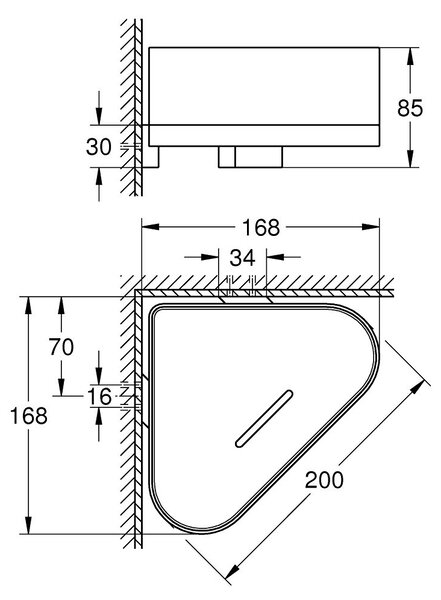Grohe Selection rohová polička 20 cm bílá-zlatá 41038GL0