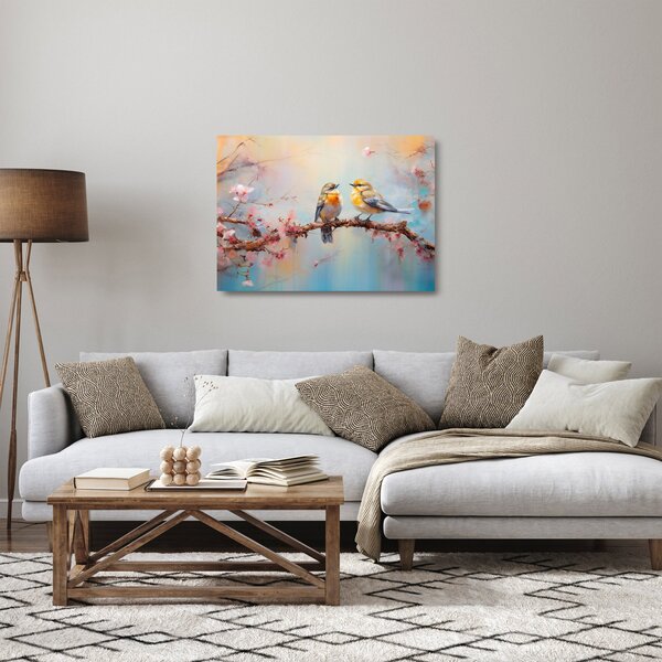 Skleněný obraz - Zamilovaní ptáčci (70x50 cm)