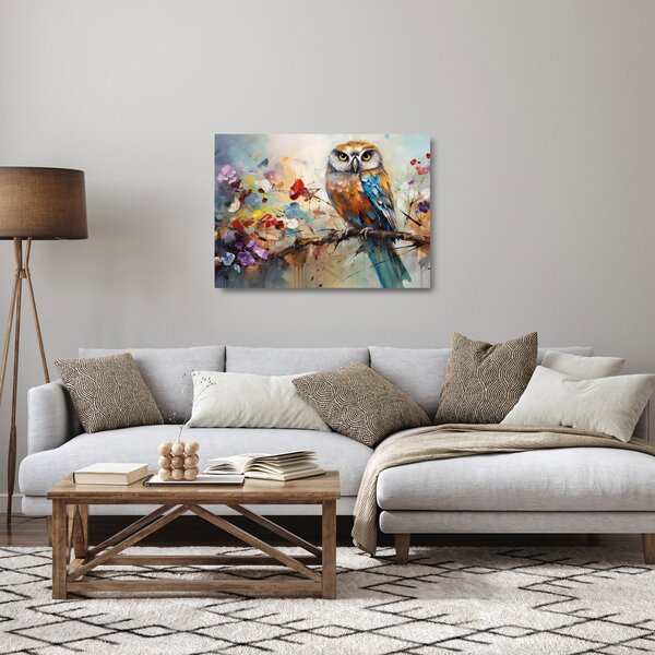 Skleněný obraz - Malovaná sova (70x50 cm)