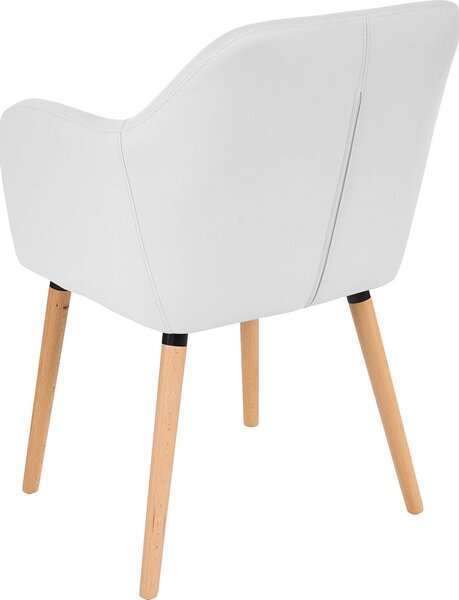 Jídelní židle Malmö T381, židle kuchyňská židle, retro design 50. let Imitace kůže, bílá, světlé nohy