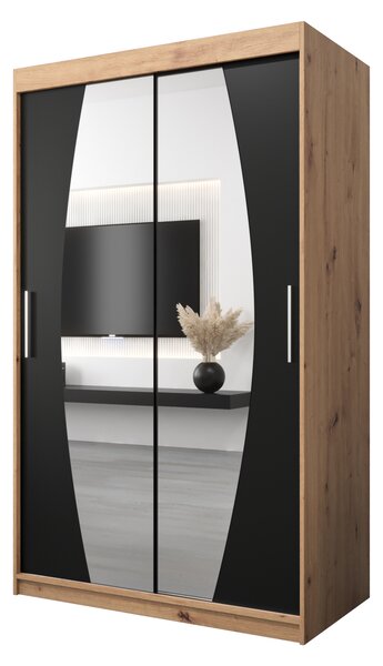 Šatní skříň 120 cm Eclipse (dub artisan + černá matná)