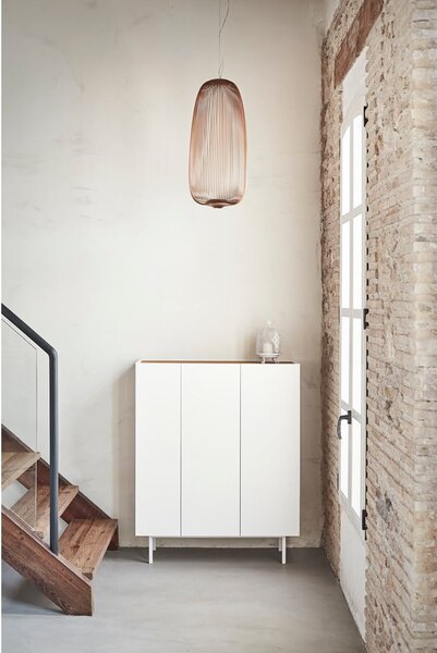 Bílá vysoká komoda v dekoru dubu 95x120 cm Arista – Teulat