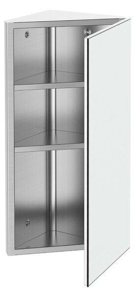 HOMCOM Zrcadlová skříňka na toaletu do koupelny, rohová, montovaná na zeď, se 2 policemi, rozměry 30 š x 18,4 h x 60 v cm, Nerezová ocel. | Aosom