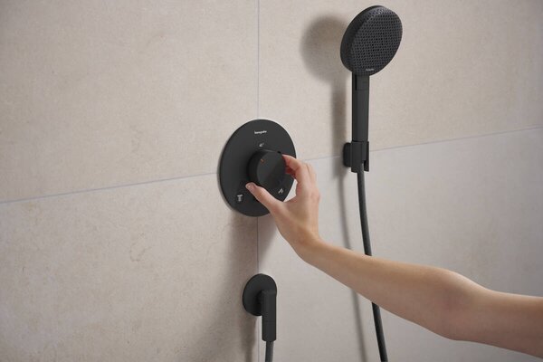 Hansgrohe Ecostat Comfort S - Termostat pod omítku pro 2 spotřebiče, černá matná 33715670