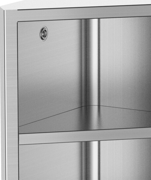 HOMCOM Zrcadlová skříňka na toaletu do koupelny, rohová, montovaná na zeď, se 2 policemi, rozměry 30 š x 18,4 h x 60 v cm, Nerezová ocel. | Aosom