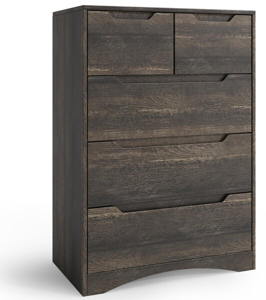 Komoda Bealife 72x41x94 cm | 3 + 2 zásuvky | Antracitově šedá | Vyrobeno z MDF | S ochranou proti překlopení a pojezdy zásuvek | AP23