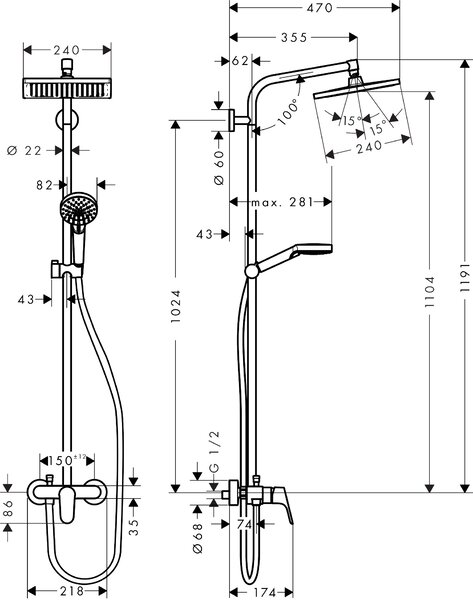 Hansgrohe Crometta sprchová sada na stěnu chrom 27284000