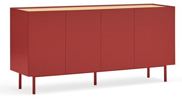 Červená nízká komoda v dekoru dubu 165x78 cm Arista – Teulat